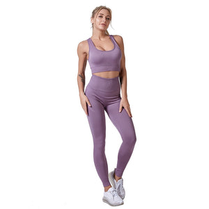 Yoga 2 Piece Set Workout Clothes For Women Yoga Set Solid Color Fitness Leggings Sportswear Woman Wear Sport Bra And Pants