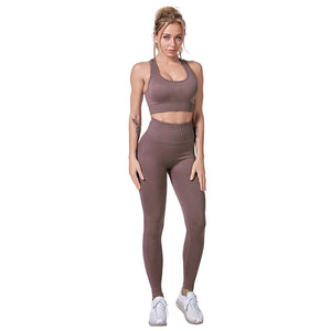 Yoga 2 Piece Set Workout Clothes For Women Yoga Set Solid Color Fitness Leggings Sportswear Woman Wear Sport Bra And Pants